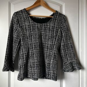 Talbots Black and White Blouse